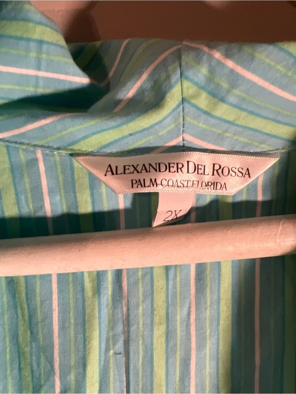 NWOT Alexander Del Rossa Womens 2X Turquoise Striped Cotton Robe Wrap